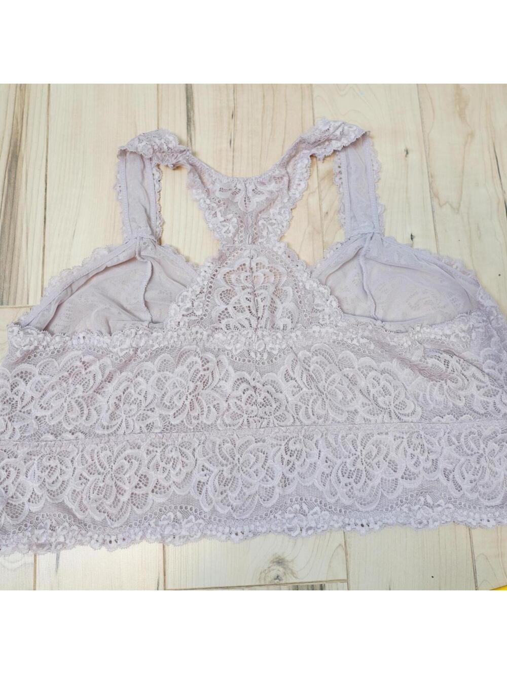 Muted Pink Lace Racerback Bralette Coquette Romantic Lingerie Style XL - Picture 4 of 4